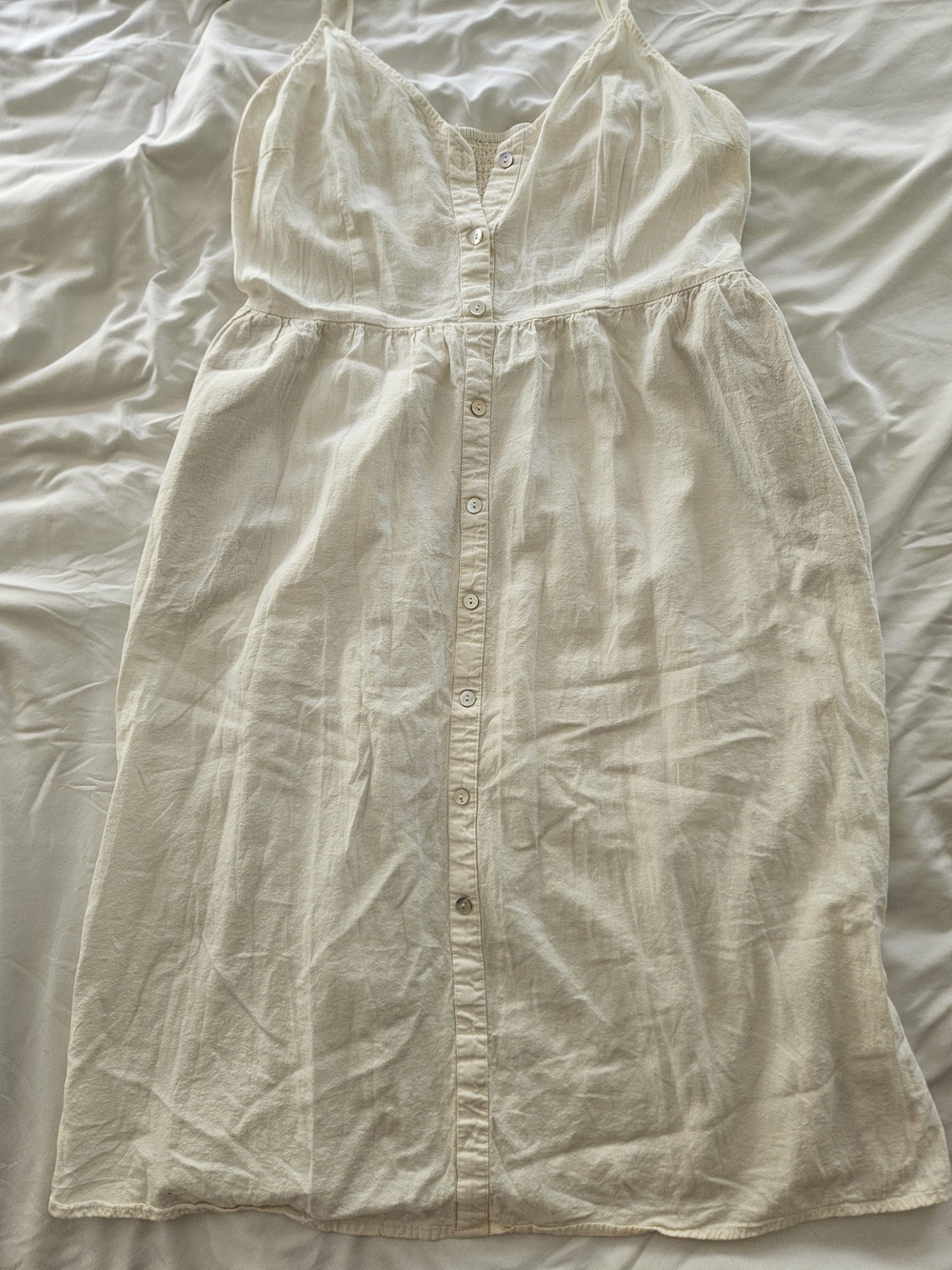 A New Day XXL Cream Linen Button-Front Sundress